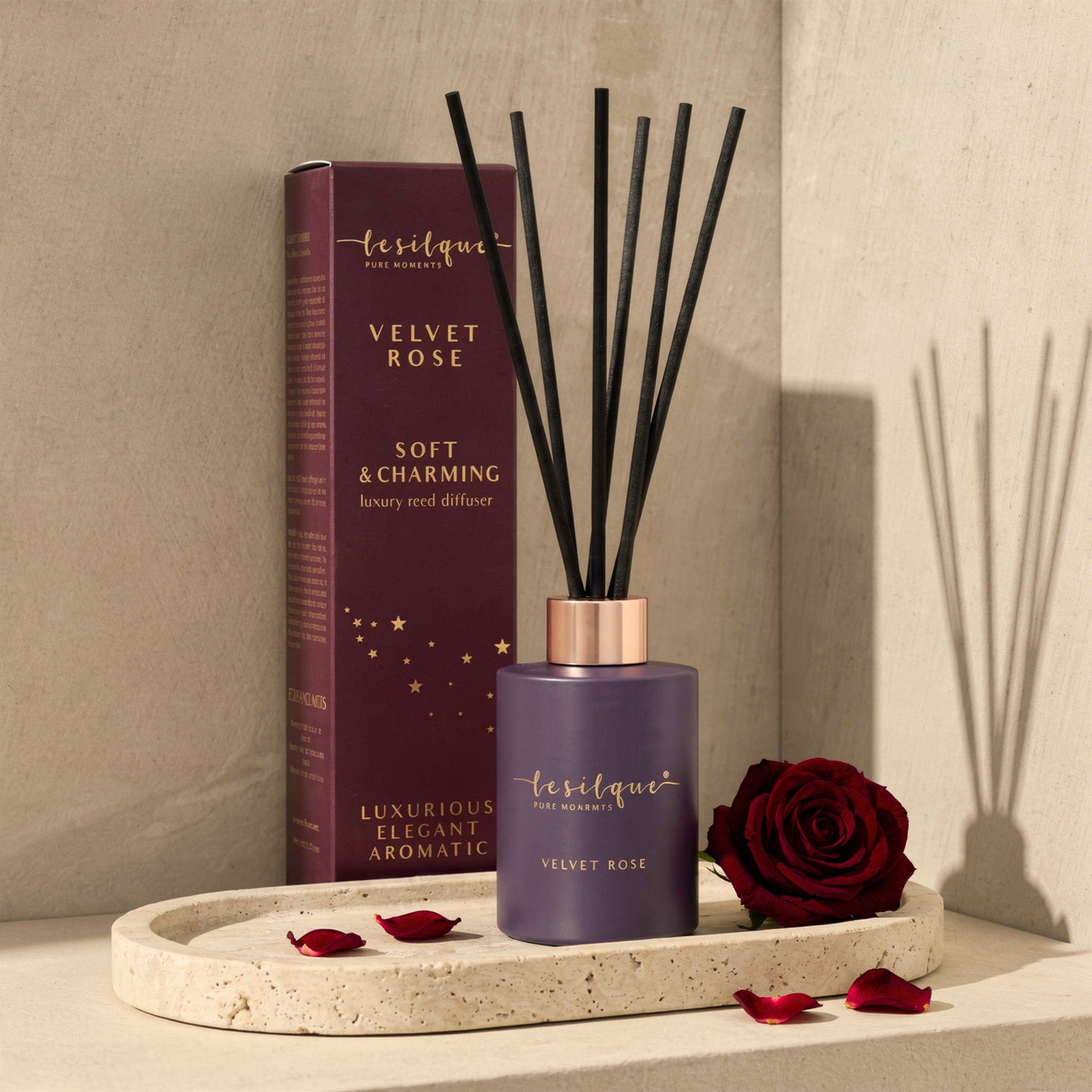 Dyfuzor zapachowy z patyczkami VELVET ROSE 120 ml | LE SILQUE
