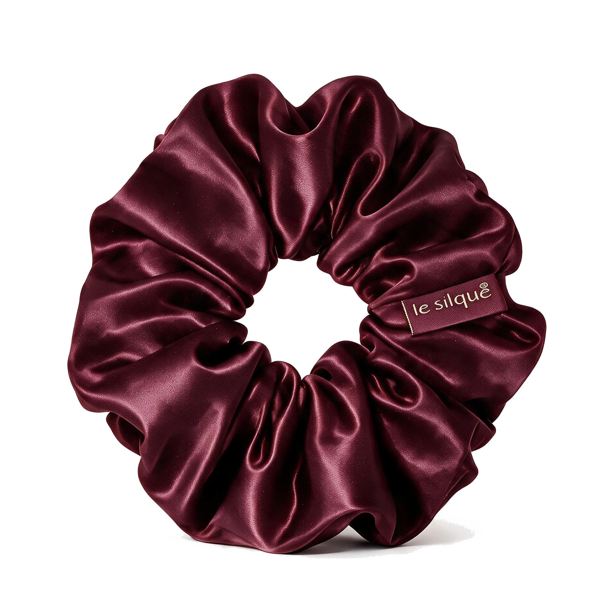 Gumka do włosów z jedwabiu BURGUNDY – rozmiar L | LE SILQUE
