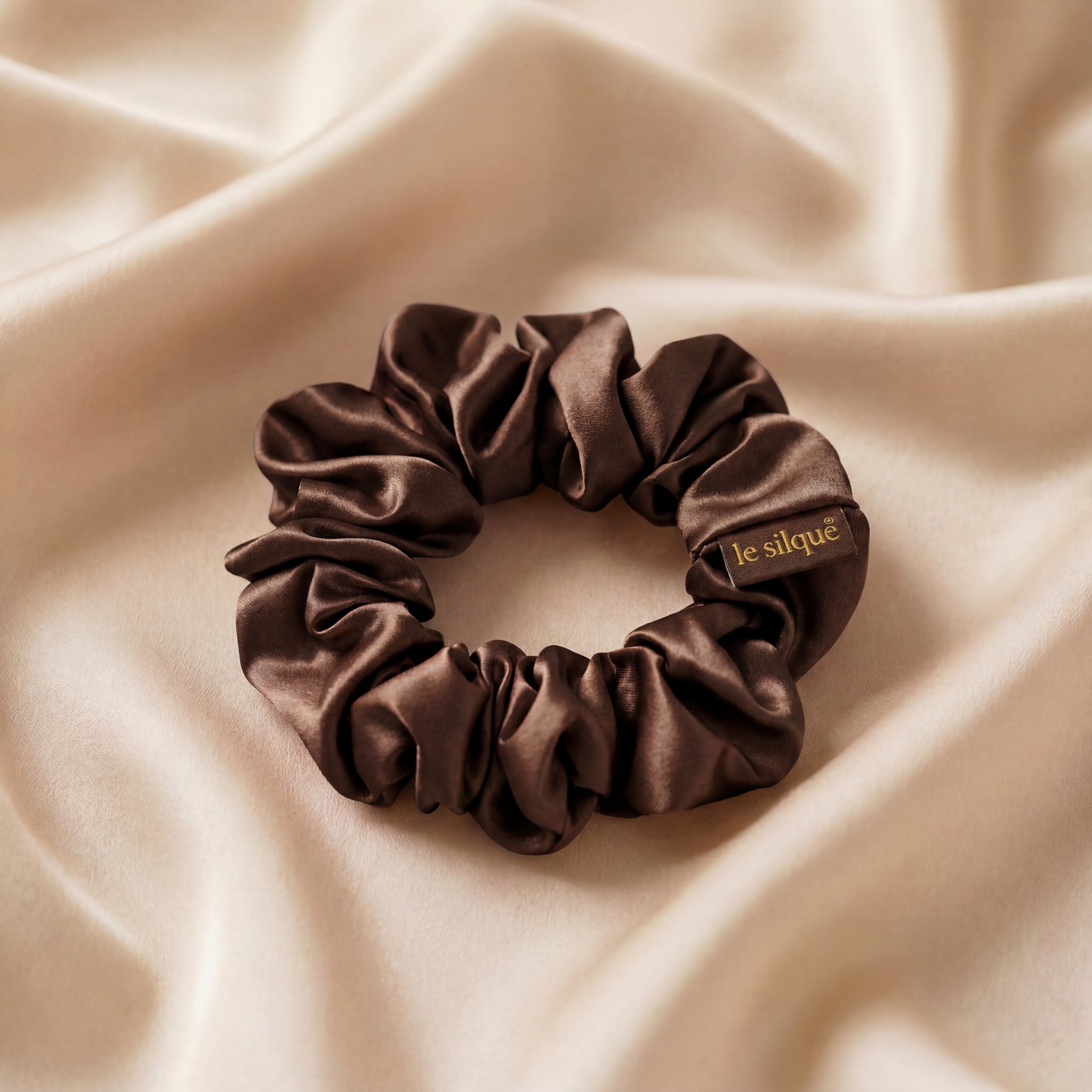 COFFEE Silk Hair Scrunchie | LE SILQUE