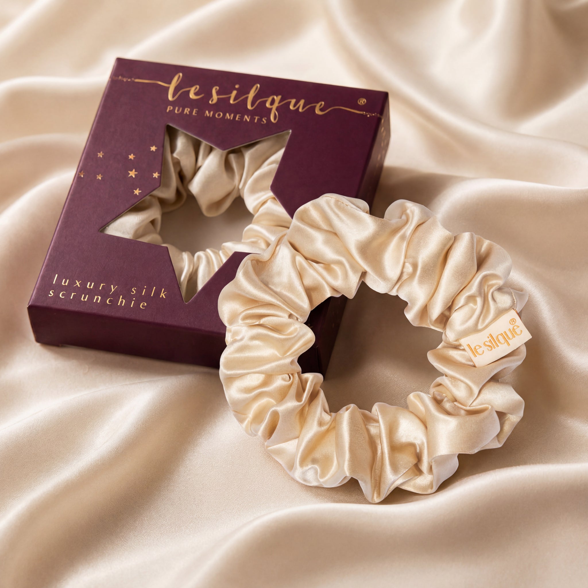 Silk Hair Scrunchie YELLOW BEIGE | LE SILQUE