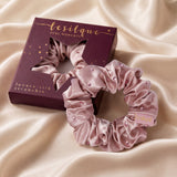 Silk Hair Scrunchie with SUGAR PINK Crystals | LE SILQUE