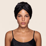 Jedwabny turban na włosy BLACK – 100% jedwab morwowy 22 momme | LE SILQUE