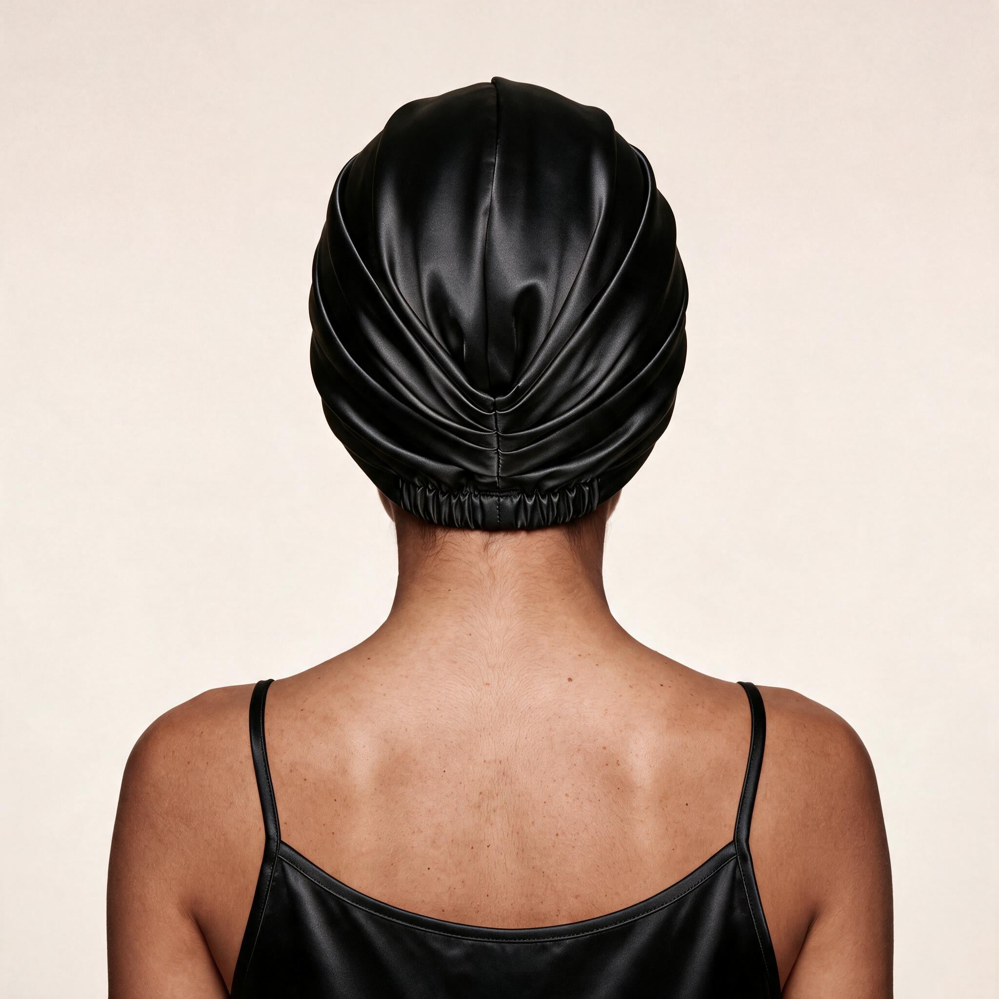 Jedwabny turban na włosy BLACK – 100% jedwab morwowy 22 momme | LE SILQUE