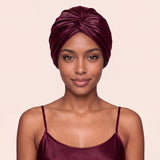 Jedwabny turban na włosy BURGUNDY – 100% jedwab morwowy 22 momme | LE SILQUE