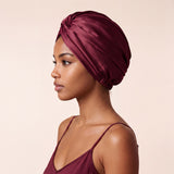 Jedwabny turban na włosy BURGUNDY – 100% jedwab morwowy 22 momme | LE SILQUE