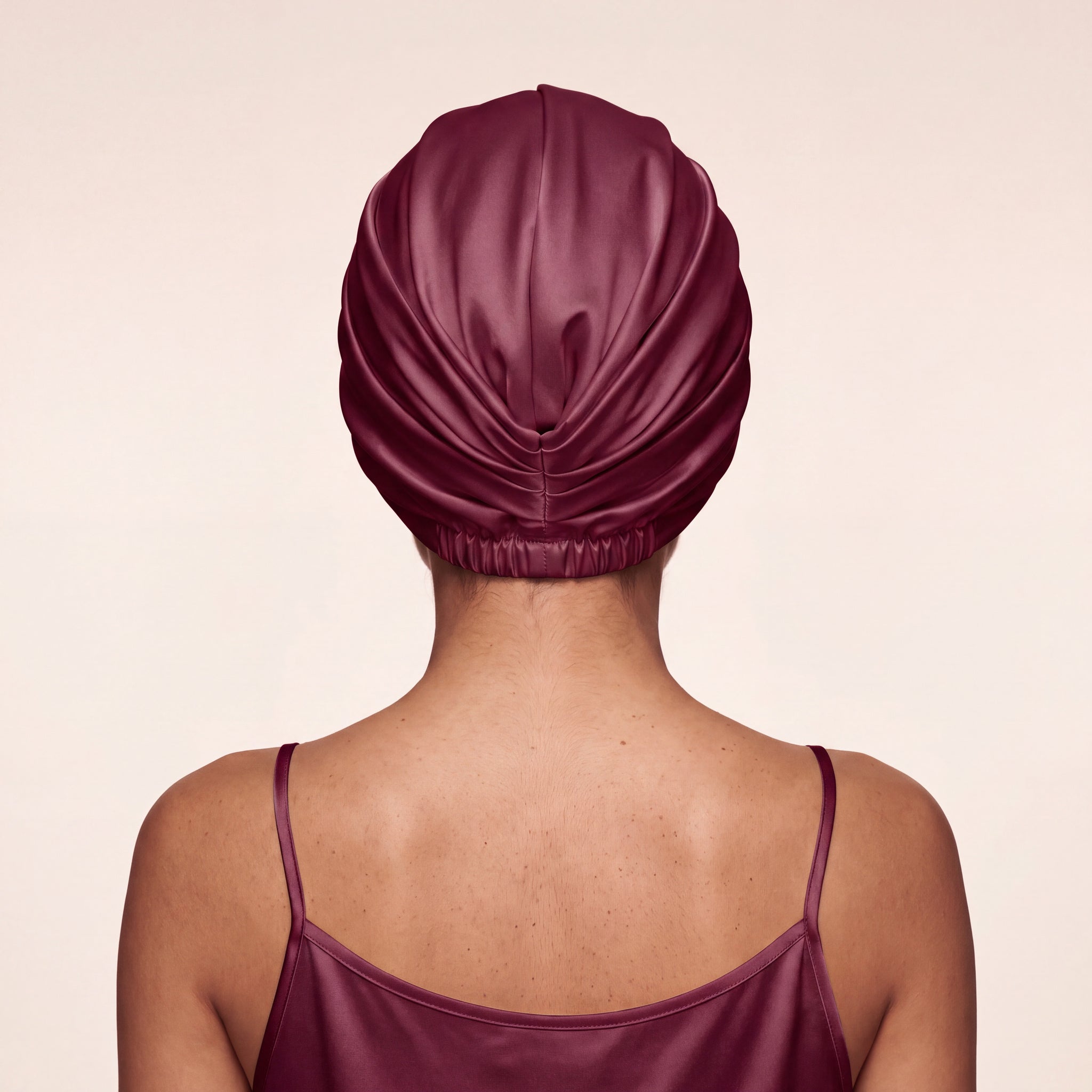 Jedwabny turban na włosy BURGUNDY – 100% jedwab morwowy 22 momme | LE SILQUE