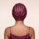 Jedwabny turban na włosy BURGUNDY – 100% jedwab morwowy 22 momme | LE SILQUE