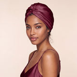 Jedwabny turban na włosy BURGUNDY – 100% jedwab morwowy 22 momme | LE SILQUE