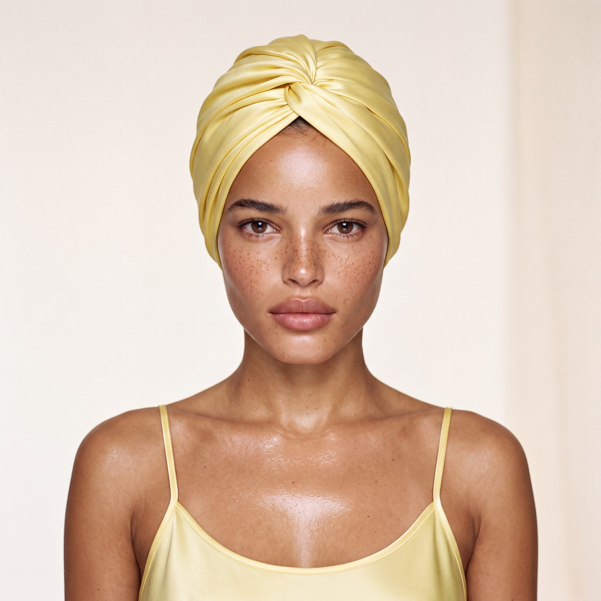 Jedwabny turban na włosy BUTTER YELLOW – 100% jedwab morwowy 22 momme | LE SILQUE