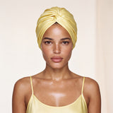 Jedwabny turban na włosy BUTTER YELLOW – 100% jedwab morwowy 22 momme | LE SILQUE