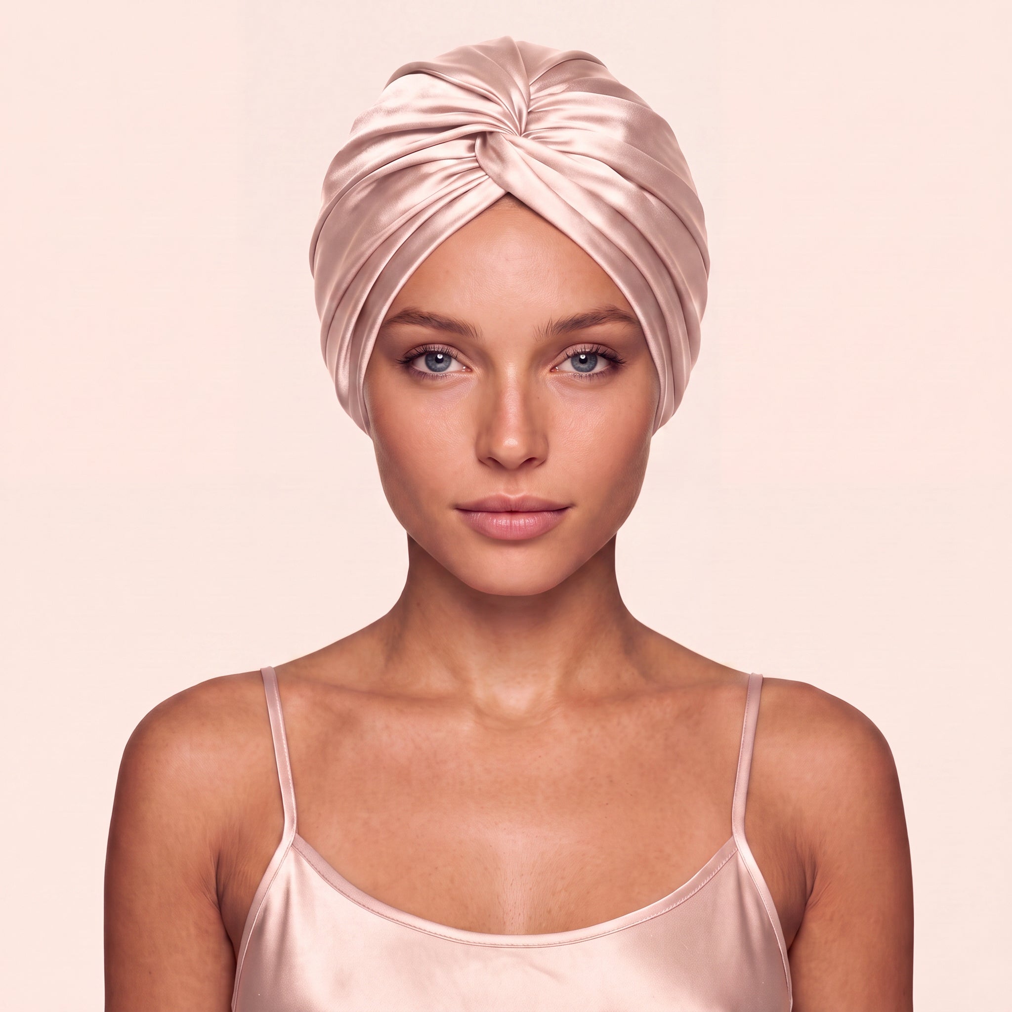 Jedwabny turban na włosy ROSE GOLD – 100% jedwab morwowy 22 momme | LE SILQUE