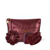 Zestaw beauty BURGUNDY – kosmetyczka, gumka i płatki pod oczy | LE SILQUE