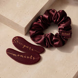 Zestaw beauty BURGUNDY – kosmetyczka, gumka i płatki pod oczy | LE SILQUE