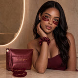 Zestaw beauty BURGUNDY – kosmetyczka, gumka i płatki pod oczy | LE SILQUE