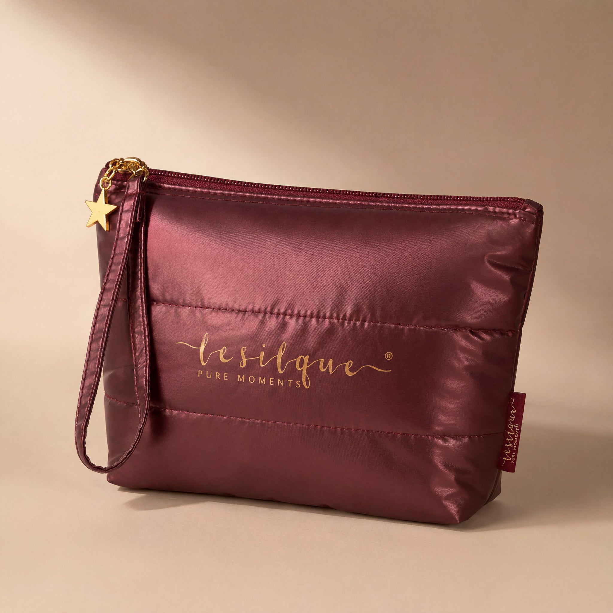 Zestaw beauty BURGUNDY – kosmetyczka, gumka i płatki pod oczy | LE SILQUE
