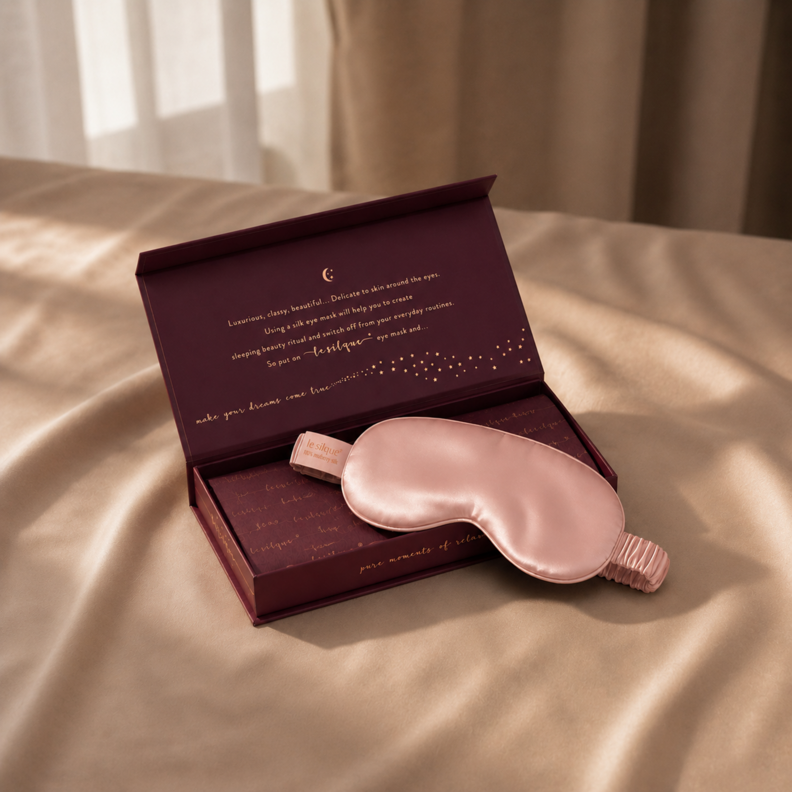 Jedwabna opaska na oczy do spania – ROSE GOLD | LE SILQUE