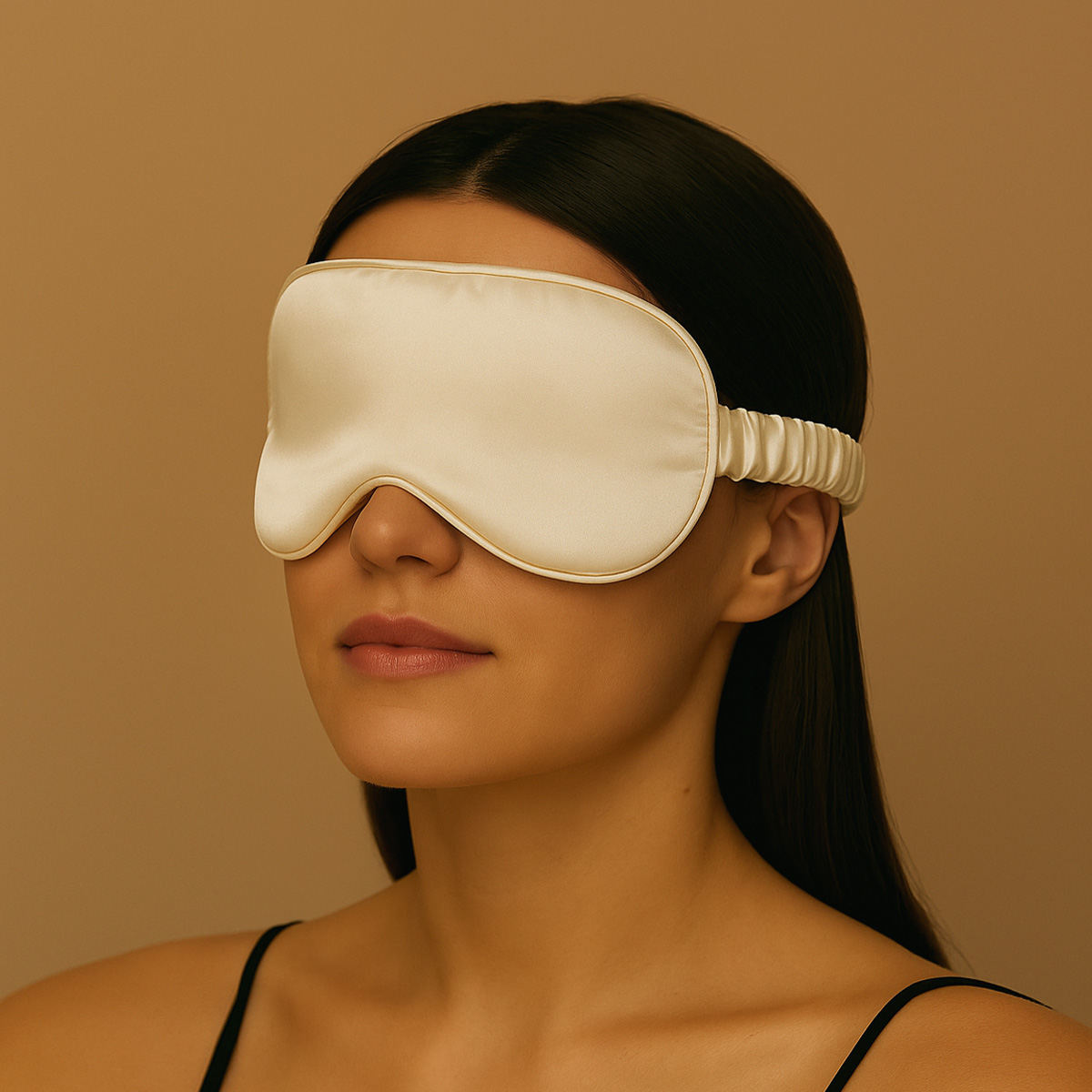 LE SILQUE Opaska na oczy z jedwabiu – YELLOW BEIGE