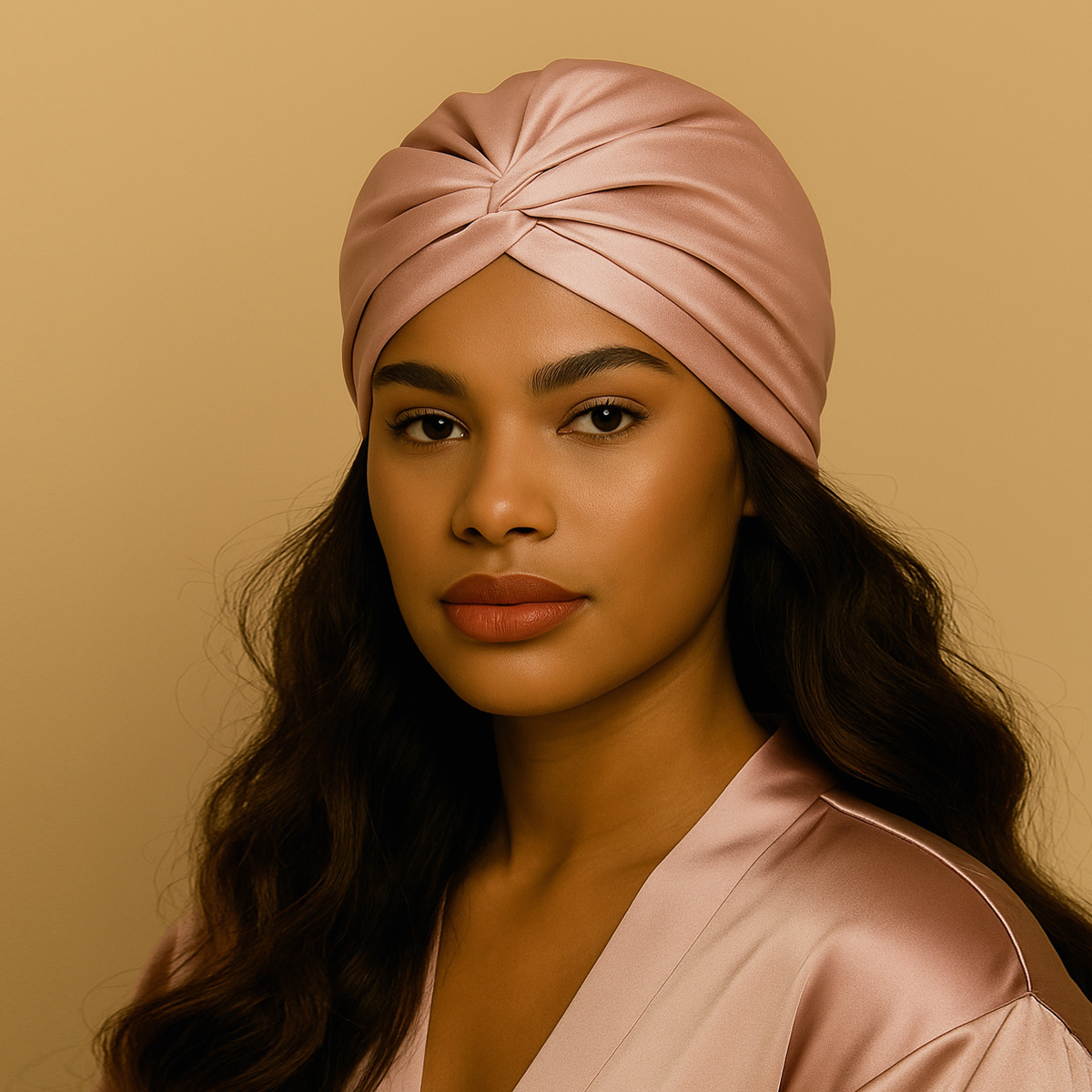 LE SILQUE Jedwabny turban na włosy  – ROSE GOLD