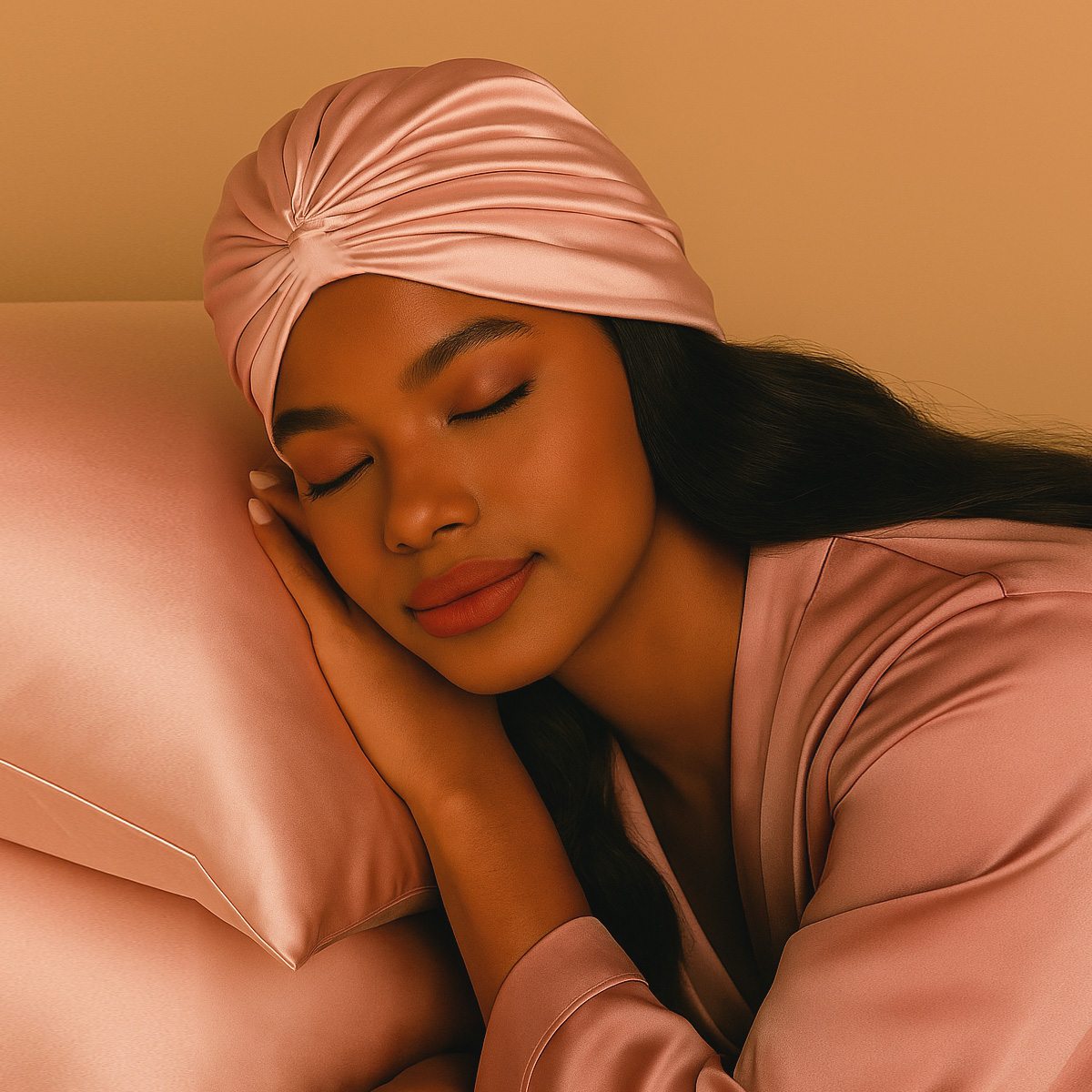 LE SILQUE Jedwabny turban na włosy  – SUGAR PINK