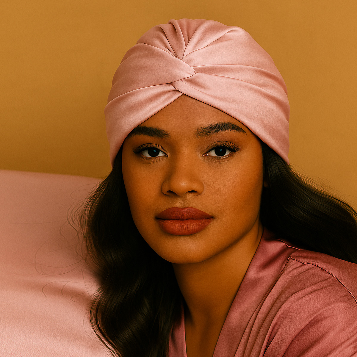 LE SILQUE Jedwabny turban na włosy  – SUGAR PINK