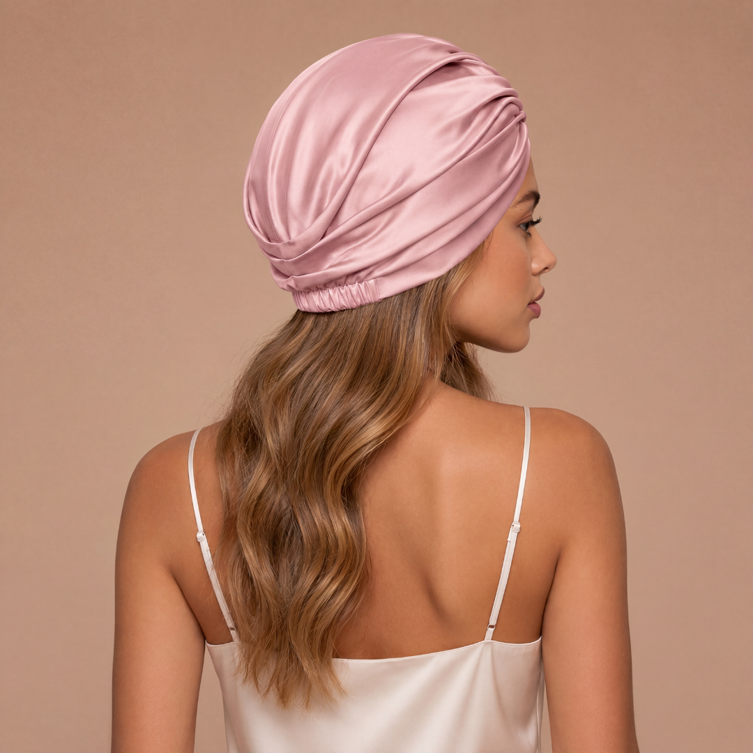 Jedwabny turban na włosy SUGAR PINK – 100% jedwab morwowy 22 momme | LE SILQUE