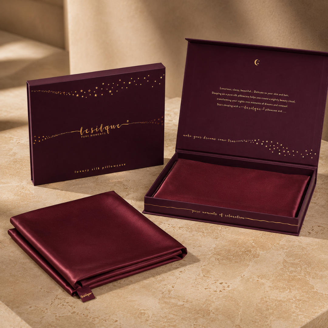 Jedwabna poszewka na poduszkę 50×60 BURGUNDY – 100% jedwab | LE SILQUE
