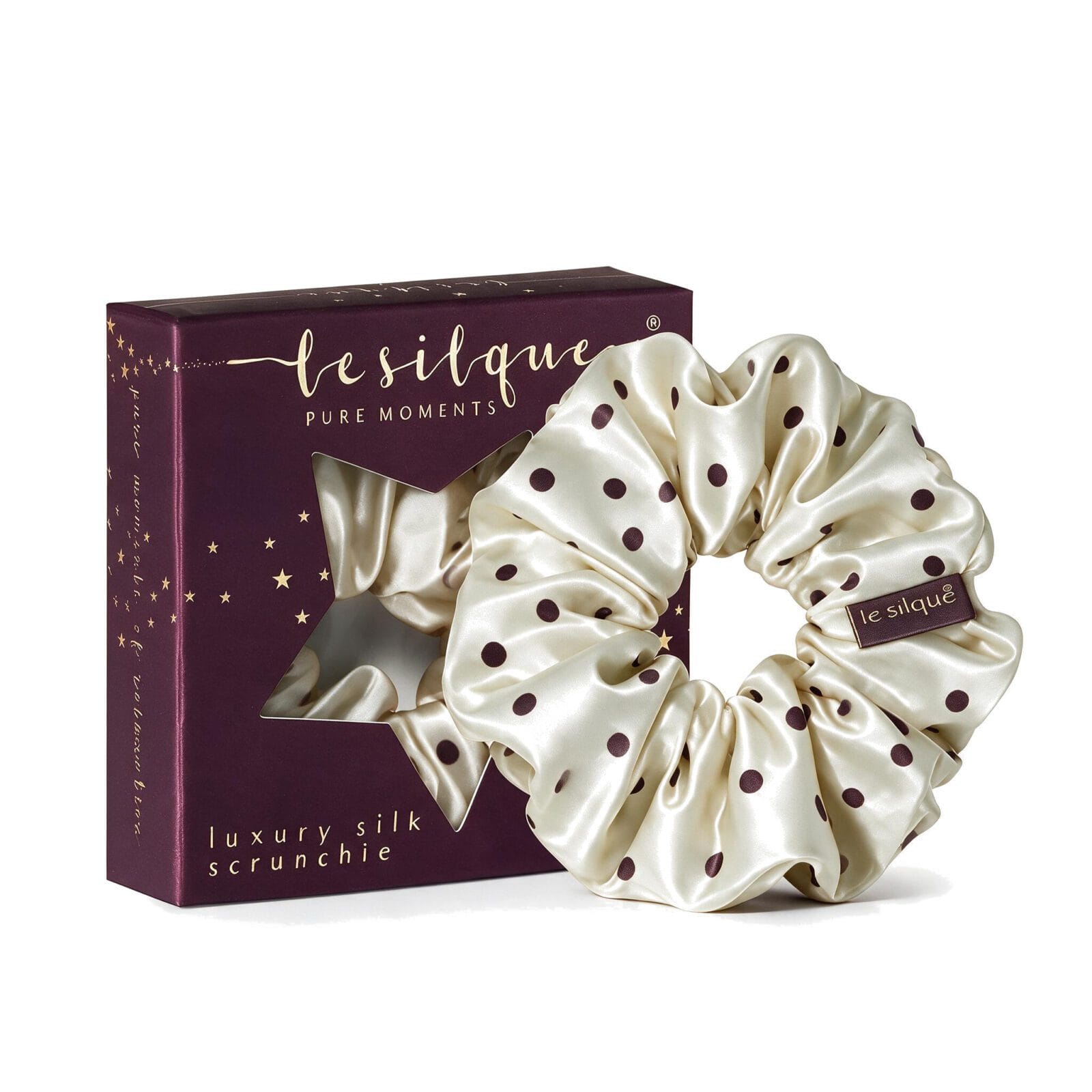 Gumka do włosów z jedwabiu VANILLA DOTS – rozmiar L | LE SILQUE