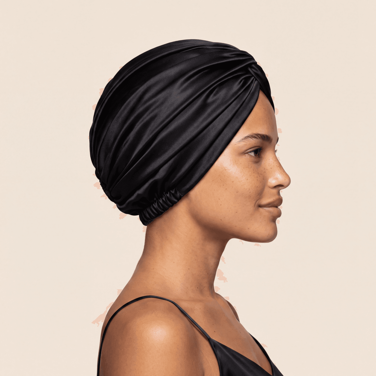 Jedwabny turban na włosy BLACK – 100% jedwab morwowy 22 momme | LE SILQUE