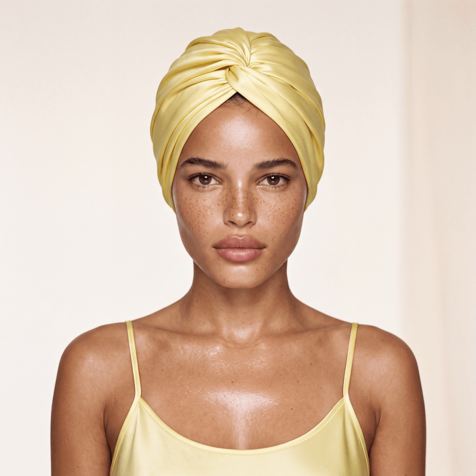 Jedwabny turban na włosy BUTTER YELLOW – 100% jedwab morwowy 22 momme | LE SILQUE
