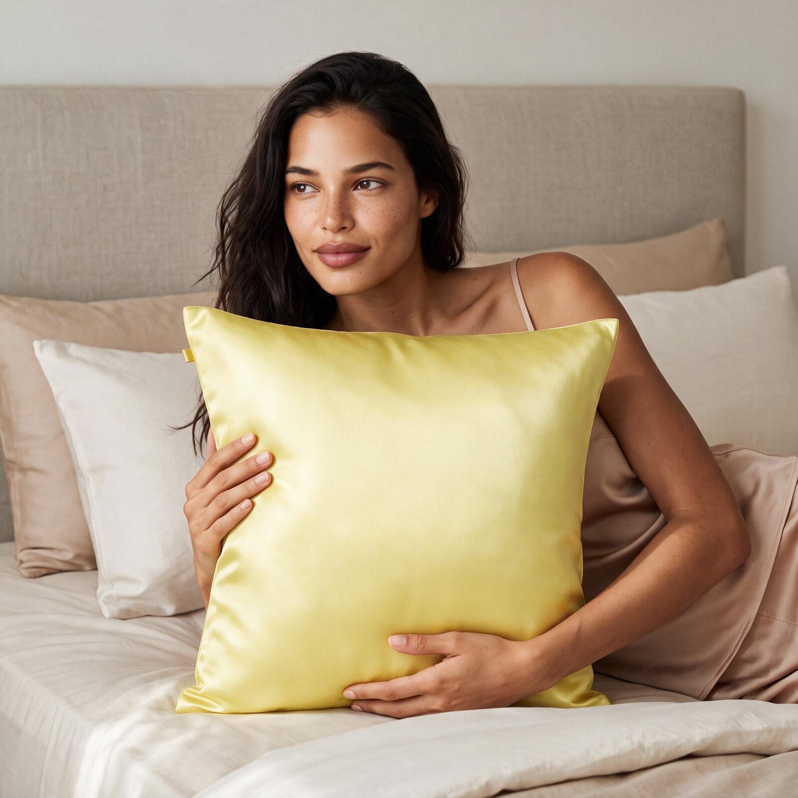 Jedwabna poszewka na poduszkę 50×50 BUTTER YELLOW – 100% jedwab | LE SILQUE