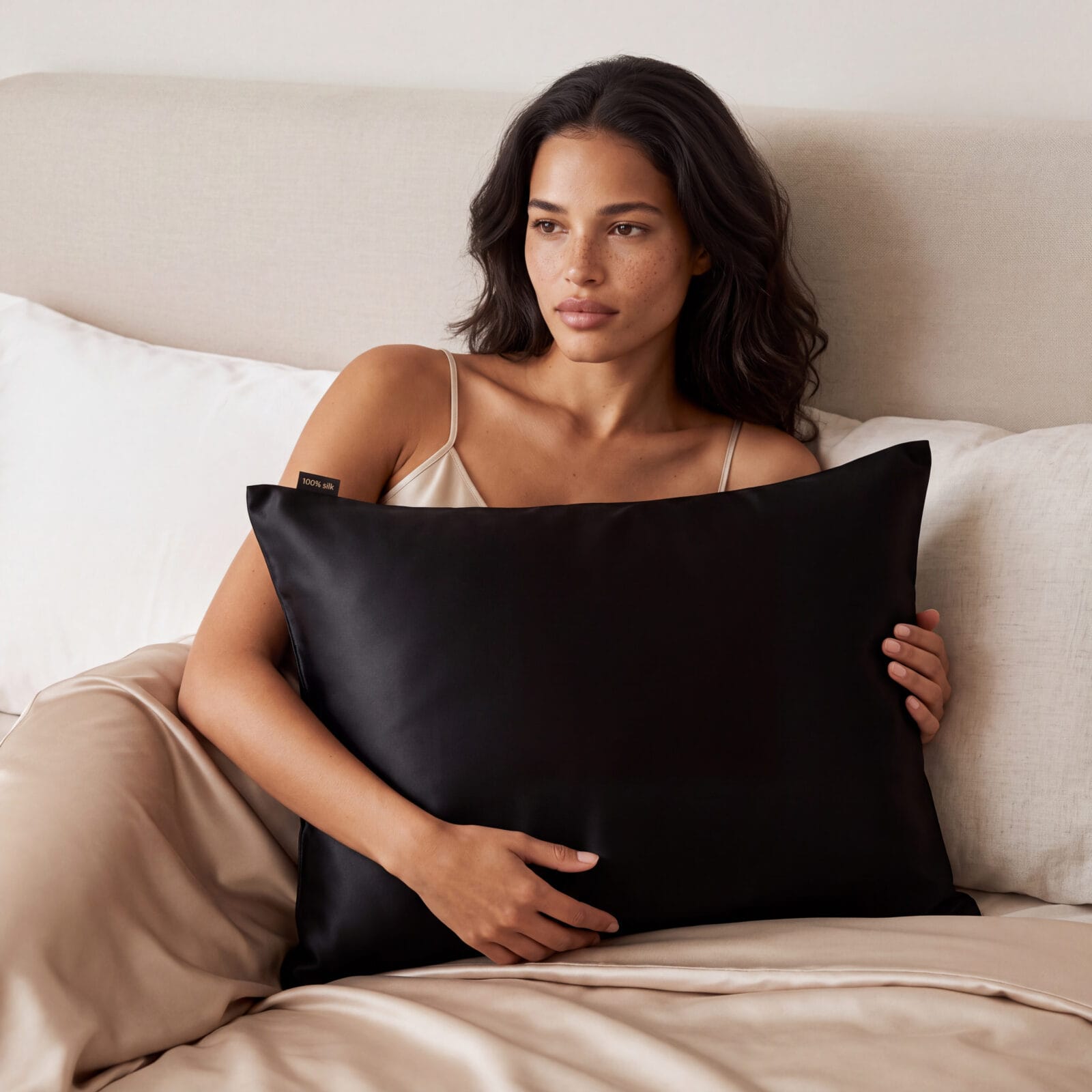 Jedwabna poszewka na poduszkę 50×60 BLACK – 100% jedwab | LE SILQUE
